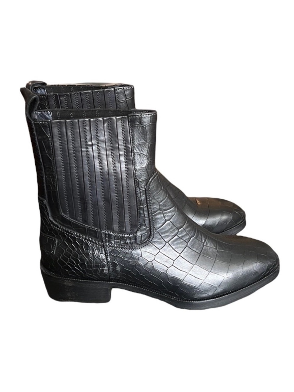 Vintage Foundry Main Croc Embossed Leather Boots Size 6 NWT